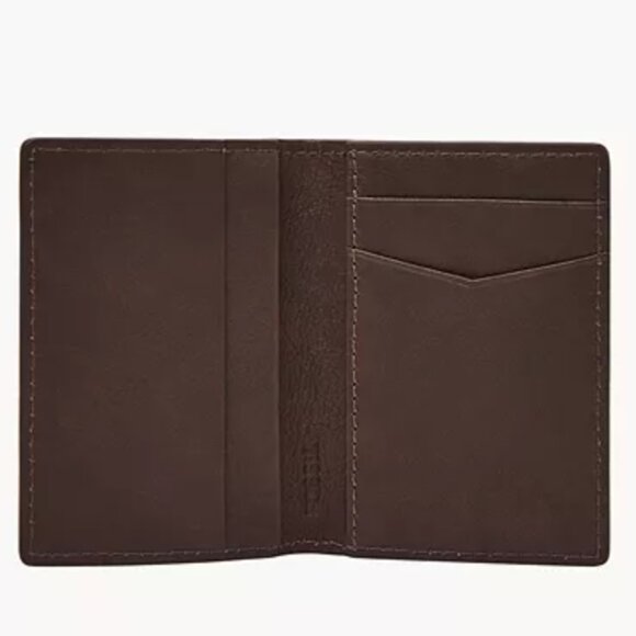FOSSIL Brown Cillian Card Case Bifold Wallet w/ MultiColor Stripes, NWT ✨ - Picture 3 of 3